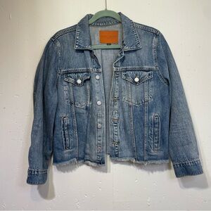 Lucky Brand The Tomboy Trucker Denim Jean Jacket Women's Distressed Size Large